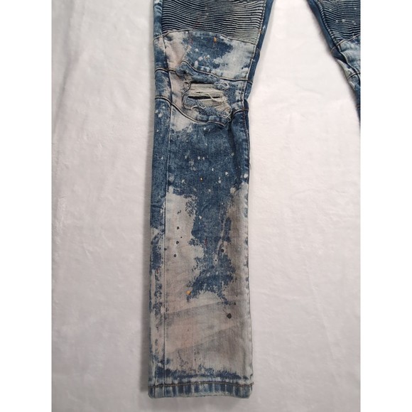 Embellish Jeans Men Tag 32 X 31 Rip Repair Patchwork Distressed Paint Tapered - Picture 2 of 16